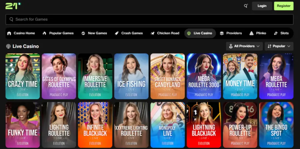 21 Bet Live Games